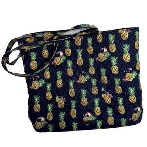 Vera Bradley Navy Quilted Toucan Party Pineapple Tote Bag Purse
